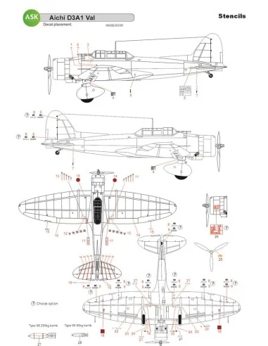 Aichi D3A1 VAL - STENCILS - Imperial Japanese Army Air Service, 1/3...