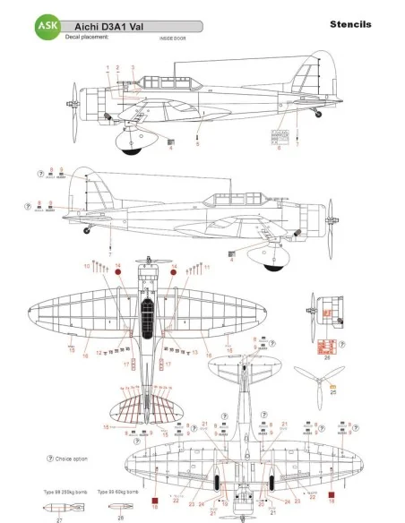 Aichi D3A1 VAL - STENCILS - Imperial Japanese Army Air Service, 1/3...