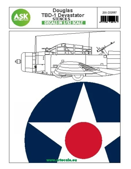 Douglas TBD-1 Devastator - STENCILS, 1/32 - Art Scale Kit 200-D32087
