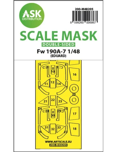 Fw 190A-7 double-sided express fit mask for Eduard, 1/48 - Art Scal...