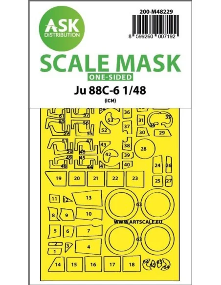 [NO_DESC] Ju 88C-6 one-sided express fit mask for ICM, 1/48 - Art S...