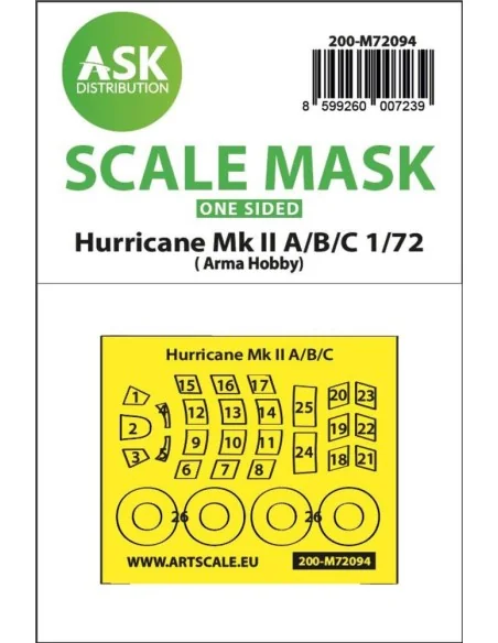 Hawker Hurricane Mk.II A/B/C one-sided fit express mask for Arma Ho...