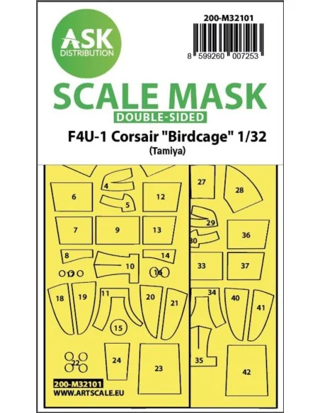F4U-1 Corsair Birdcage double-sided express fit mask for Tamiya, 1/...