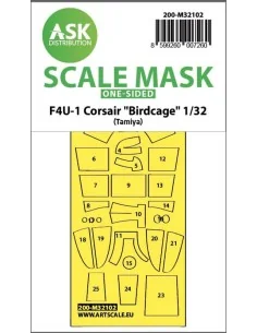 F4U-1 Corsair Birdcage one-sided express fit mask for Tamiya, 1/32 ...