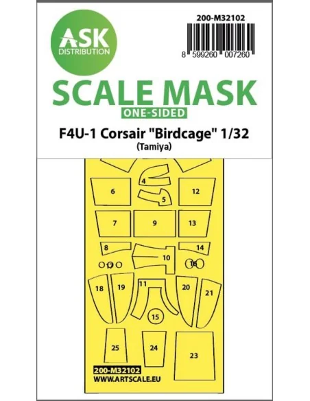 F4U-1 Corsair Birdcage one-sided express fit mask for Tamiya, 1/32 ...