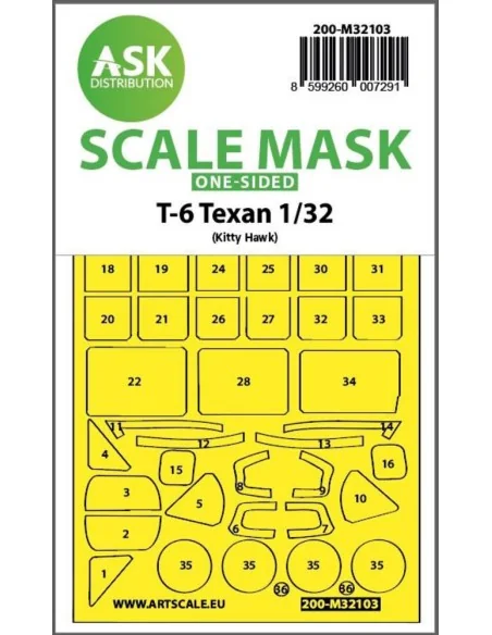 T-6 Texan one-sided express fit mask for Kitty Hawk, 1/32 - Art Sca...