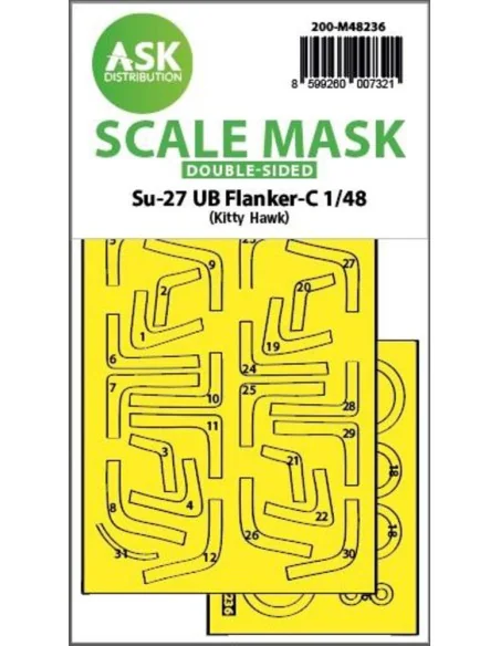 Su-27UB Flanker-C double-sided express fit mask for Kitty Hawk, 1/4...