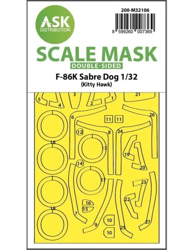F-86K Sabre Dog double-sided express fit mask for Kitty Hawk, 1/32 ...