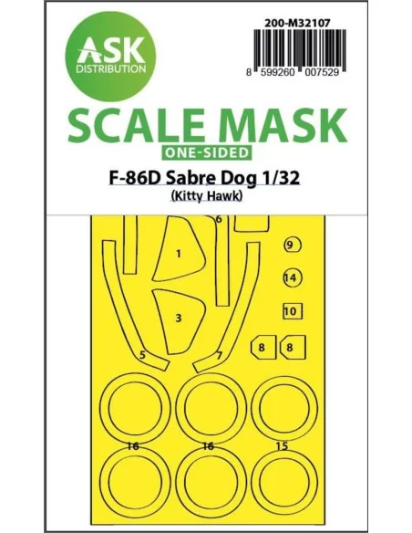 F-86D Sabre Dog one-sided express fit mask for Kitty Hawk, 1/32 - A...