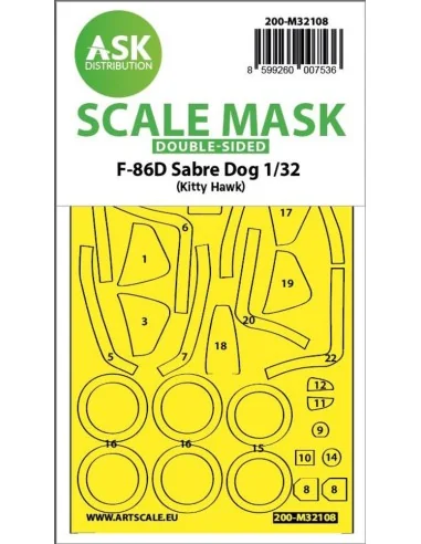 F-86D Sabre Dog double-sided express fit mask for Kitty Hawk, 1/32 ...