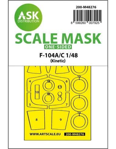 F-104A/C one-sided express fit mask for Kinetic, 1/48 - Art Scale K...