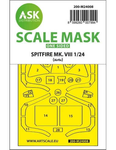 Spitfire Mk.VIII one-sided express fit masks for Airfix, 1/24 - Art...