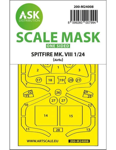 Spitfire Mk.VIII one-sided express fit masks for Airfix, 1/24 - Art...