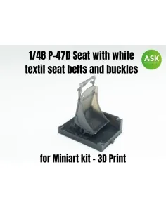 P-47D Seat with white textil seat belts and buckles, 1/48 - Art Sca...