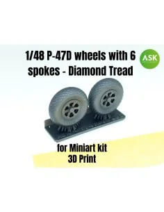 P-47D wheels with 6 spokes - Diamond Tread and masks, 1/48 - Art Sc...