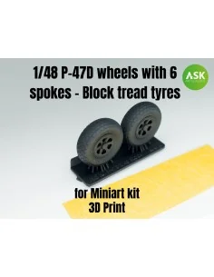 P-47D wheels with 6 spokes - Block tread tyres and masks, 1/48 - Ar...