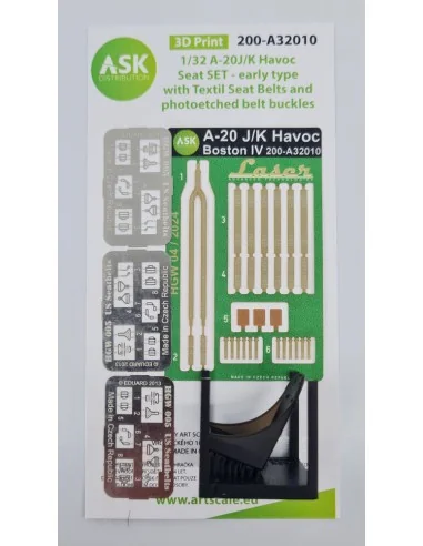 A-20J/K Havoc - Seat SET - early type with Textil Seat Belts and ph...