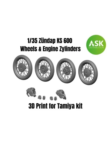 Zündap KS 600 Wheels and Engine Zylinders, 1/35 - Art Scale Kit 200...