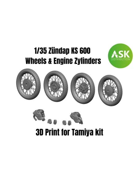 [NO_DESC] Zündap KS 600 Wheels and Engine Zylinders, 1/35 - Art Sca...