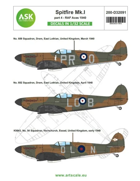 [NO_DESC] Spitfire Mk.I early part 4 - RAF Aces 1940, 1/32 - Art Sc...