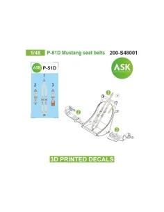 P-51D Mustang seat belts - 3D printed decals by ASK, 1/48 - Art Sca...