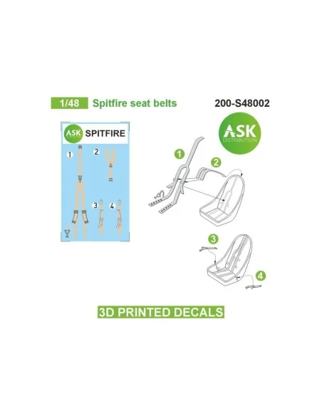 [NO_DESC] Spitfire seat belts - 3D printed decals by ASK, 1/48 - Ar...