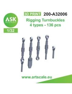 Rigging Turnbuckles - 4 types, 1/32 - Art Scale Kit 200-A32006