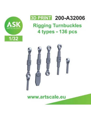 Rigging Turnbuckles - 4 types, 1/32 - Art Scale Kit 200-A32006