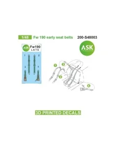 Fw 190 early seat belts - 3D printed decals by ASK, 1/48 - Art Scal...