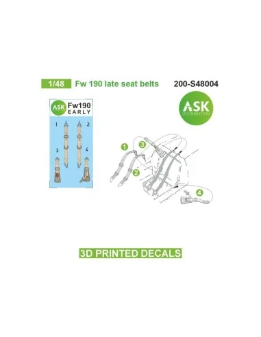 [NO_DESC] Fw 190 late seat belts - 3D printed decals by ASK, 1/48 -...