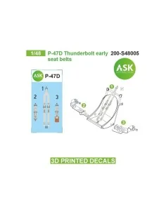 P-47D Thunderbolt early seat belts - 3D printed decals by ASK, 1/48...