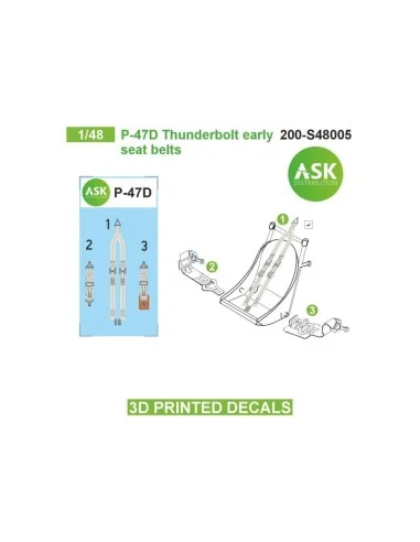 P-47D Thunderbolt early seat belts - 3D printed decals by ASK, 1/48...