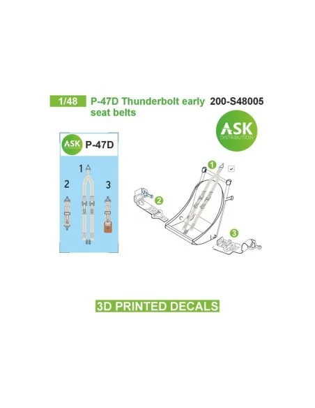 P-47D Thunderbolt early seat belts - 3D printed decals by ASK, 1/48...