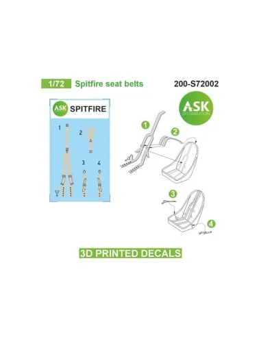 Spitfire seat belts - 3D printed decals by ASK, 1/72 - Art Scale Ki...