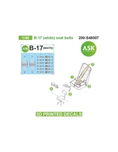 B-17 (white) seat belts - 3D printed decals by ASK, 1/48 - Art Scal...