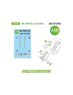Bf 109F/G seat belts - 3D printed decals by ASK, 1/72 - Art Scale K...