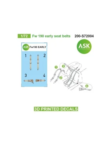 Fw 190 early seat belts - 3D printed decals by ASK, 1/72 - Art Scal...