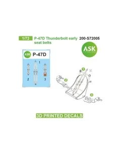 P-47D seat belts - 3D printed decals by ASK, 1/72 - Art Scale Kit 2...