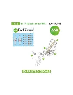B-17 (green) seat belts - 3D printed decals by ASK, 1/72 - Art Scal...