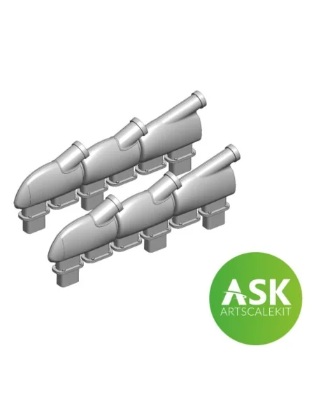 Spitfire Mk.Vb Exhausts round type for Eduard, 1/72 - Art Scale Kit...