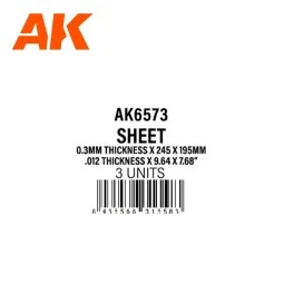 0.3mmthickness x 245 x 195mm - STYRENE SHEET - AK Interactive AK6573