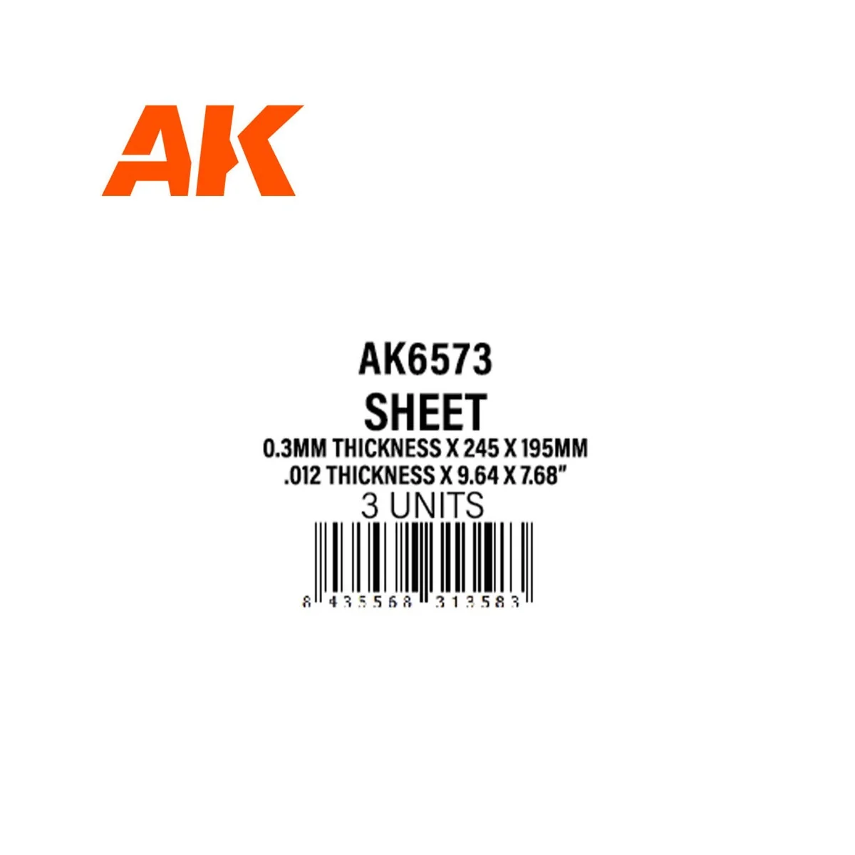 0.3mmthickness x 245 x 195mm - STYRENE SHEET - AK Interactive AK6573