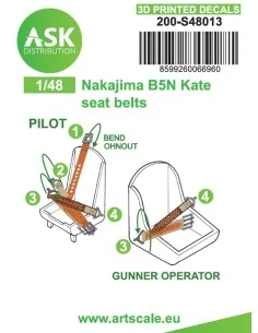 B5N Kate seat belts - 3D printed decals by ASK, 1/48 - Art Scale Ki...