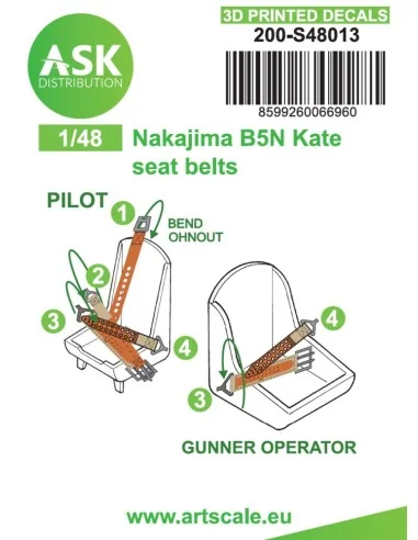 B5N Kate seat belts - 3D printed decals by ASK, 1/48 - Art Scale Ki...