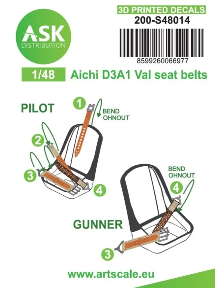 [NO_DESC] Aichi D3A1 Val seat belts - 3D printed decals by ASK, 1/4...