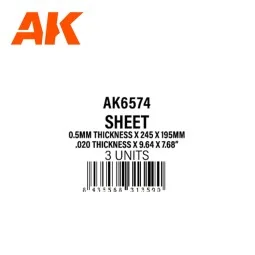 0.5mmthickness x 245 x 195mm - STYRENE SHEET - AK Interactive AK6574