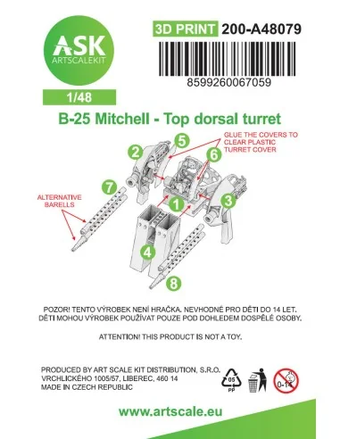 B-25 Mitchell Top Dorsal turret - gun set for HK Model, 1/48 - Art ...