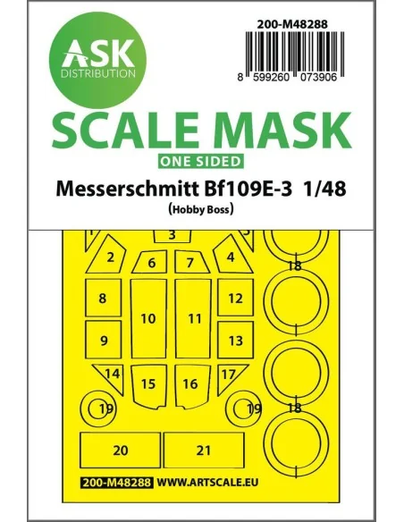 Bf 109E-3 one-sided express fit mask for Hobby Boss, 1/48 - Art Sca...
