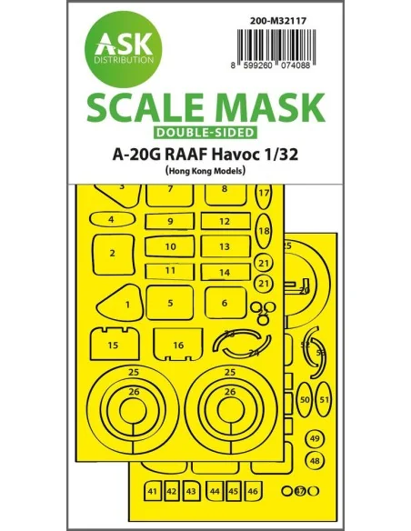 A-20G RAAF Havoc double-sided express fit mask for HK Models, 1/32 ...