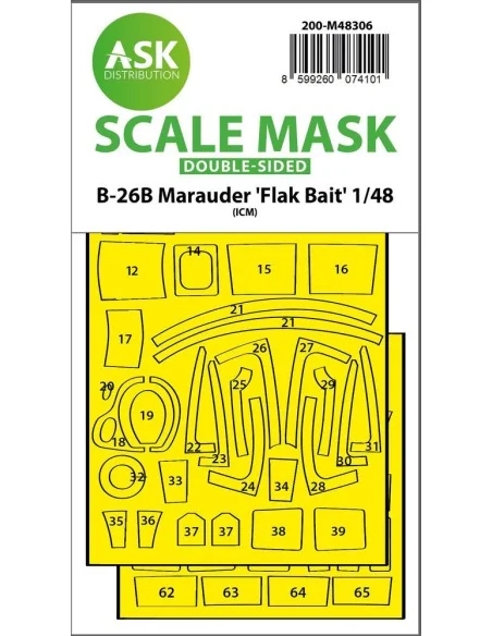 B-26B Marauder Flak Bait double-sided express fit mask for ICM, 1/4...